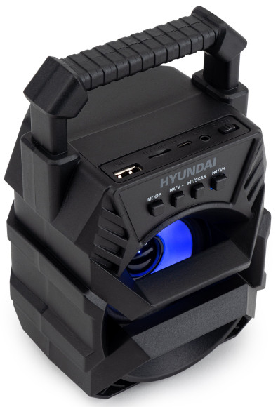 Колонка порт. Hyundai H-PS1000 черный 9W 1.0 BT/USB 10м 500mAh Колонка порт. Hyundai H-PS1000 черный 9W 1.0 BT/USB 10м 500mAh