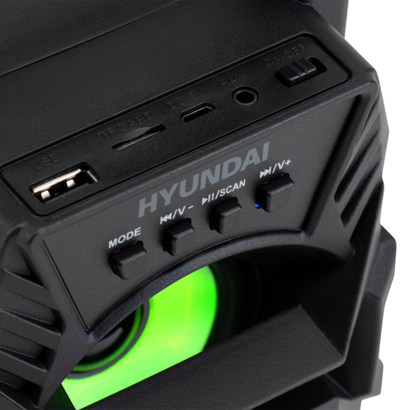 Колонка порт. Hyundai H-PS1000 черный 9W 1.0 BT/USB 10м 500mAh Колонка порт. Hyundai H-PS1000 черный 9W 1.0 BT/USB 10м 500mAh