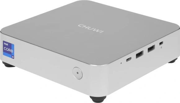 ПК Мини Chuwi AuBox Core i9 13900HK (2.6) 16Gb SSD512Gb Iris Xe Windows 11 Pro 2x2.5GbitEth WiFi BT 120W серебристый/черный