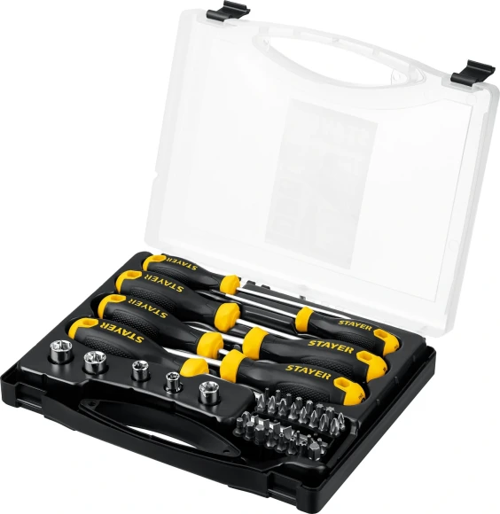 Набор отверток Stayer 25134-H18_z02 в компл.:46 предметов жесткий кейс Набор отверток Stayer 25134-H18_z02 в компл.:46 предметов жесткий кейс