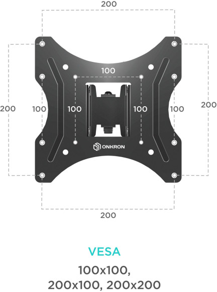 Кронштейн для телевизора Onkron M2S черный 17"-43" макс.35кг настенный поворот и наклон Кронштейн для телевизора Onkron M2S черный 17"-43" макс.35кг настенный поворот и наклон