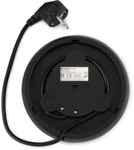 Чайник электрический Vitek VT-7032 1.8л. 1850Вт прозрачный/черный корпус: стекло