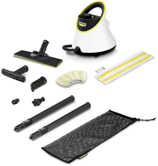 Пароочиститель напольный Karcher EasyFix SC 2 Deluxe 1500Вт белый/желтый