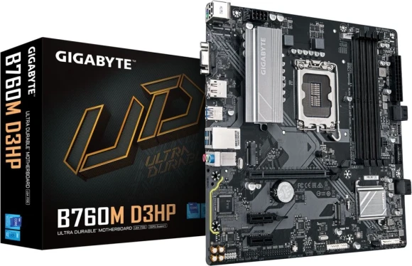 Материнская плата Gigabyte B760M D3HP Soc-1700 Intel B760 4xDDR5 mATX AC`97 8ch(7.1) GbLAN RAID+VGA+HDMI+DP