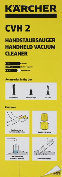 Пылесос ручной Karcher CVH 2 70Вт белый/черный Пылесос ручной Karcher CVH 2 70Вт белый/черный