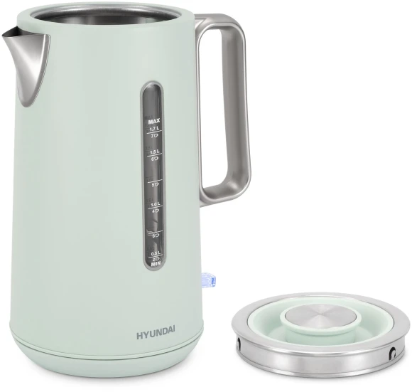 Чайник электрический Hyundai HYK-S9999 1.7л. 2200Вт светло-зеленый/серебристый корпус: металл
