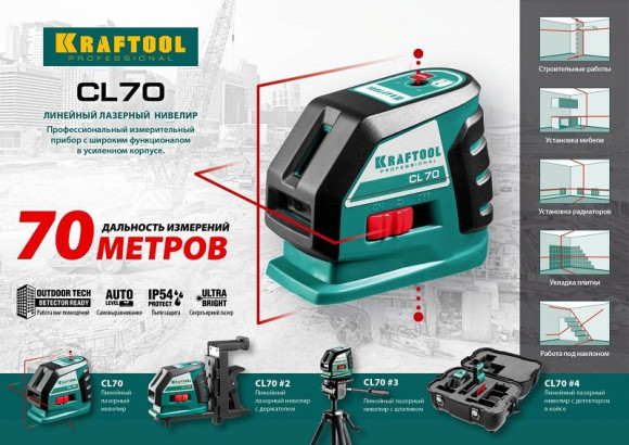 Нивелир лазерн. Kraftool 34660-3 цв.луч. красный 2луч.