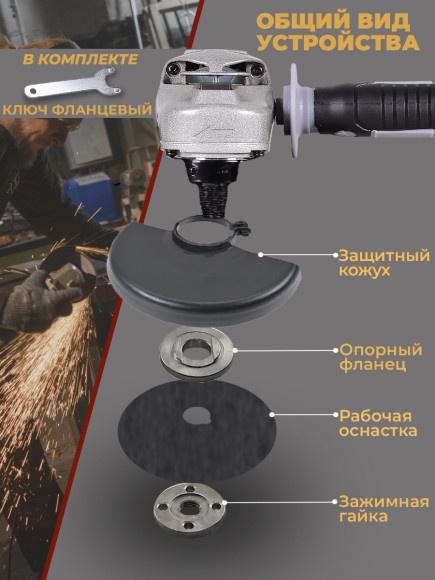 Углошлифовальная машина Ресанта УШМ-125/1400Э 1400Вт 12000об/мин рез.шпин.:M14 d=125мм (75/12/5)