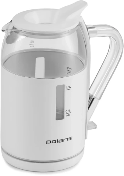 Чайник электрический Polaris PWK 1563CGL 1.5л. 2200Вт белый/серебристый корпус: пластик/стекло
