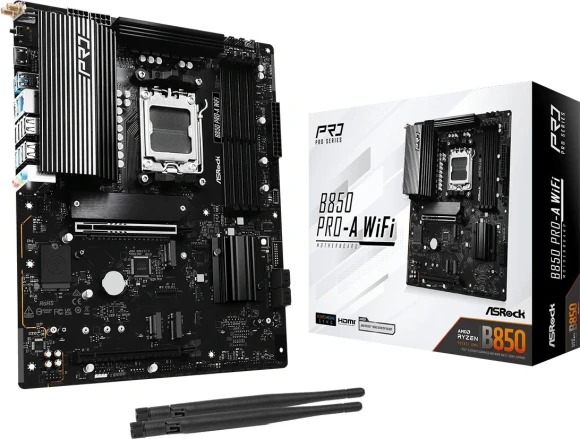 Материнская плата Asrock B850 PRO-A WIFI Socket AM5 AMD B850 4xDDR5 ATX AC`97 8ch(7.1) 2.5Gg RAID+HDMI Материнская плата Asrock B850 PRO-A WIFI Socket AM5 AMD B850 4xDDR5 ATX AC`97 8ch(7.1) 2.5Gg RAID+HDMI