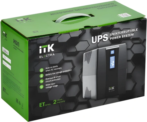 Источник бесперебойного питания ITK Electra EET-0600VA-1-001-S 360Вт 600ВА черный