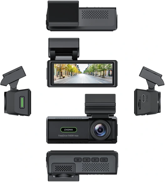 Видеорегистратор Digma FreeDrive 940W max черный 4Mpix 2160x3840 170гр. карта в комплекте:32Gb Allwinner