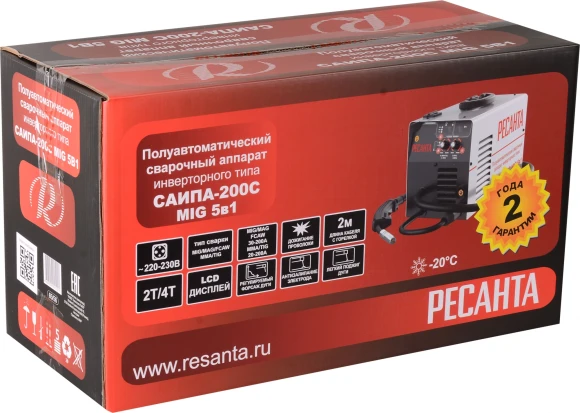 Сварочный аппарат Ресанта САИПА-200C инвертор MIG-MAG/ММА DC