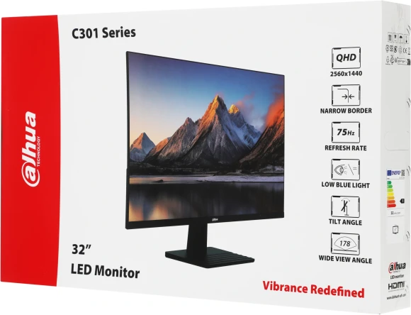 Монитор Dahua 31.5" DHI-LM32-C301B черный IPS LED 5ms 16:9 HDMI матовая 1200:1 300cd 178гр/178гр 2560x1440 75Hz DP 2K 6.65кг