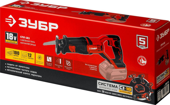 Сабельная пила Зубр СПЛ-185 аккум. 2600ход/мин Сабельная пила Зубр СПЛ-185 аккум. 2600ход/мин