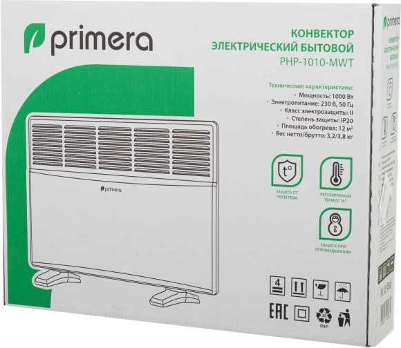 Конвектор Primera PHP-1010-MWT 1000Вт белый