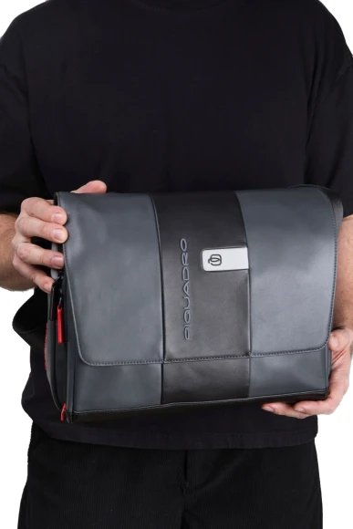 Сумка-мессенджер Piquadro Urban CA6802UB00/GRN с отделением для ноутбука 14" серая/черная натур.кожа