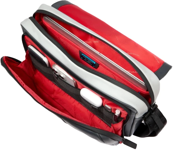 Сумка-мессенджер Piquadro Urban CA6802UB00/GRN с отделением для ноутбука 14" серая/черная натур.кожа