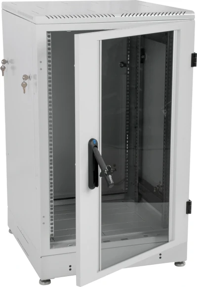 Шкаф коммутационный ЦМО (ШТК-М-24.6.6-1ААА) напольный 24U 600x600мм пер.дв.стекл 2 бок.пан. 700кг серый 455мм 60кг 180град. 1245мм IP20 металл