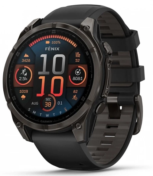 Смарт-часы Garmin Fenix 8 47мм 1.4" AMOLED корп.серый рем.оранжевый разм.брасл.:125-208мм (010-02904-11)