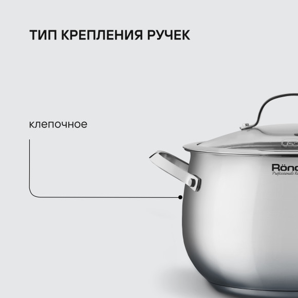 Кастрюля Rondell Calypso RDS-1672 5.8л. d=22см (с крышкой) стальной