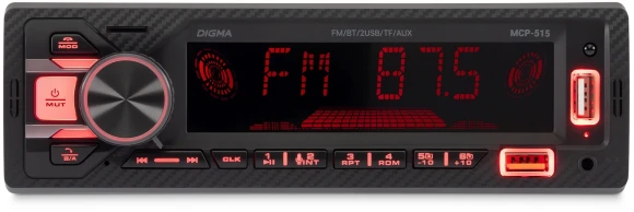 Автомагнитола Digma MCP-515 1DIN 4x45Вт v5.0 USB 2.0 AUX 4 ПДУ