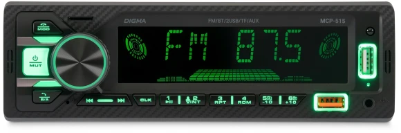 Автомагнитола Digma MCP-515 1DIN 4x45Вт v5.0 USB 2.0 AUX 4 ПДУ