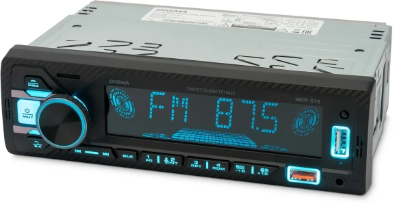 Автомагнитола Digma MCP-515 1DIN 4x45Вт v5.0 USB 2.0 AUX 4 ПДУ