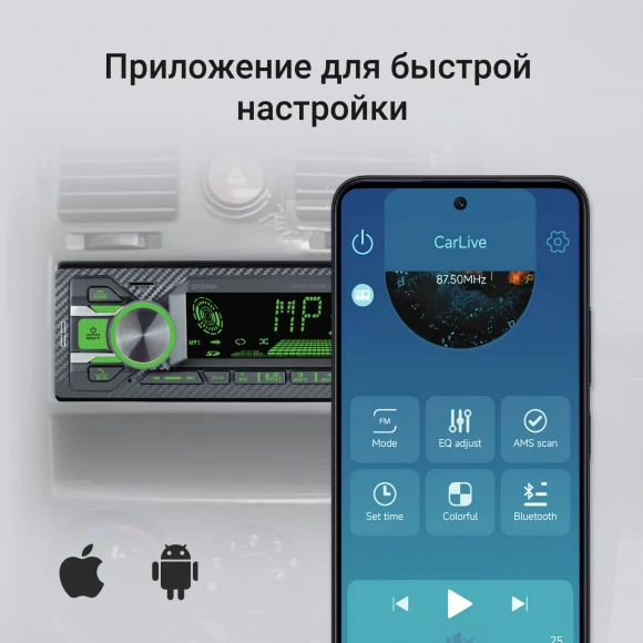 Автомагнитола Digma MCP-515 1DIN 4x45Вт v5.0 USB 2.0 AUX 4 ПДУ