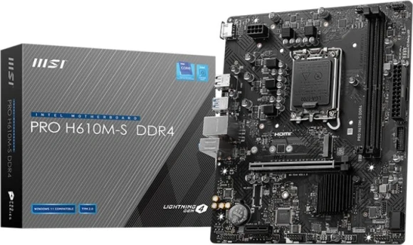 Материнская плата MSI PRO H610M-S DDR4 Soc-1700 Intel H610 2xDDR4 mATX AC`97 8ch(7.1) GbLAN+HDMI Материнская плата MSI PRO H610M-S DDR4 Soc-1700 Intel H610 2xDDR4 mATX AC`97 8ch(7.1) GbLAN+HDMI