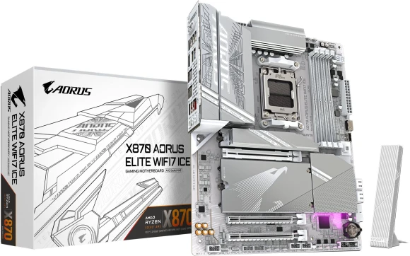 Материнская плата Gigabyte X870 AORUS ELITE WIFI7 ICE Socket AM5 AMD X870 4xDDR5 ATX AC`97 8ch(7.1) 2.5Gg RAID+HDMI