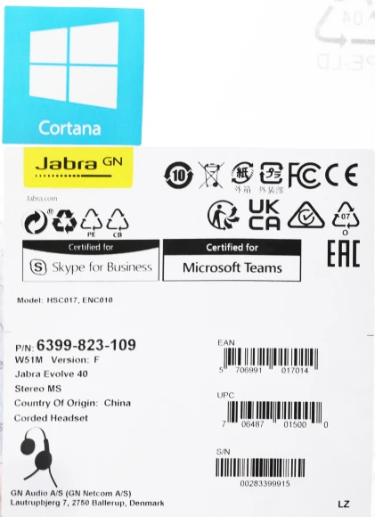 Наушники с микрофоном Jabra Evolve 40 MS черный 1.2м накладные USB оголовье (6399-823-109) Наушники с микрофоном Jabra Evolve 40 MS черный 1.2м накладные USB оголовье (6399-823-109)