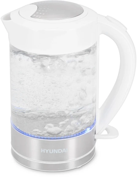 Чайник электрический Hyundai HYK-G9990 1.5л. 2000Вт белый/серебристый корпус: стекло Чайник электрический Hyundai HYK-G9990 1.5л. 2000Вт белый/серебристый корпус: стекло