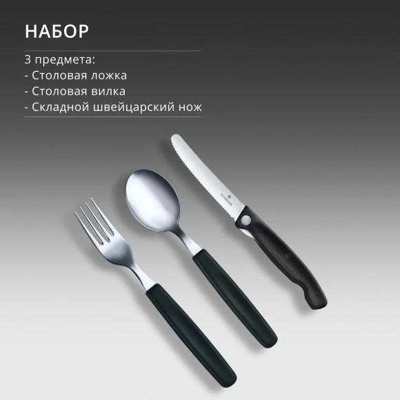Набор столовых приборов Victorinox Swiss Classic набор из 3предм. черный (6.7192.F3)