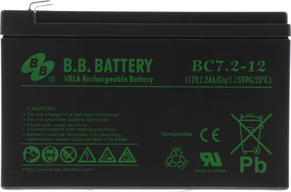 Батарея для ИБП BB BC 7,2-12 12В 7.2Ач Батарея для ИБП BB BC 7,2-12 12В 7.2Ач