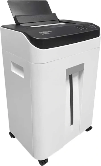 Шредер Office Kit SA150M (1,9х15) белый/черный с автоподачей (секр.P-5) фрагменты 8лист. 22лтр. скобы