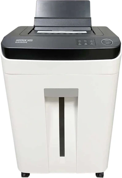 Шредер Office Kit SA150M (1,9х15) белый/черный с автоподачей (секр.P-5) фрагменты 8лист. 22лтр. скобы