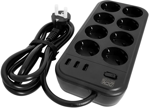 Сетевой фильтр Powercom SP-08 USB03AB 3,0М 3м (8 розеток) черный (коробка) Сетевой фильтр Powercom SP-08 USB03AB 3,0М 3м (8 розеток) черный (коробка)