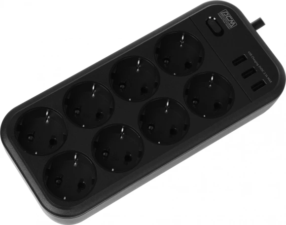 Сетевой фильтр Powercom SP-08 USB03AB 3,0М 3м (8 розеток) черный (коробка) Сетевой фильтр Powercom SP-08 USB03AB 3,0М 3м (8 розеток) черный (коробка)