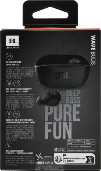 Гарнитура внутриканальные JBL Wave Buds черный беспроводные bluetooth в ушной раковине (JBLWBUDSBLK) Гарнитура внутриканальные JBL Wave Buds черный беспроводные bluetooth в ушной раковине (JBLWBUDSBLK)