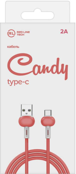 Кабель Redline Candy УТ000021994 USB (m)-USB Type-C (m) 1м красный Кабель Redline Candy УТ000021994 USB (m)-USB Type-C (m) 1м красный