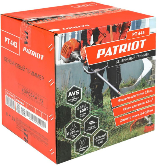 Триммер бензиновый Patriot PT 443 The One 1840Вт 2.5л.с. неразбор.штан. реж.эл.:леска/нож Триммер бензиновый Patriot PT 443 The One 1840Вт 2.5л.с. неразбор.штан. реж.эл.:леска/нож