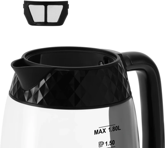 Чайник электрический Polaris PWK 1809CGL 1.8л. 2200Вт черный корпус: стекло/пластик