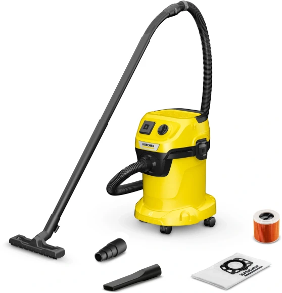 Строительный пылесос Karcher WD 3 P V-17/4/20 Workshop 1000Вт (уборка: сухая/сбор воды/выдув) желтый