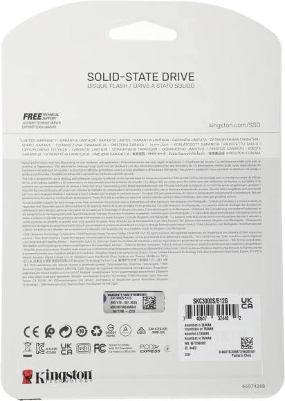 Накопитель SSD Kingston PCIe 4.0 x4 512GB SKC3000S/512G KC3000 M.2 2280