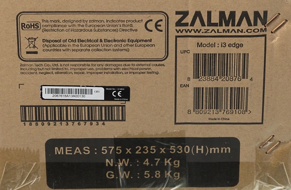 Корпус Zalman i3 edge черный без БП ATX 2x120mm 2xUSB2.0 1xUSB3.0 audio bott PSU