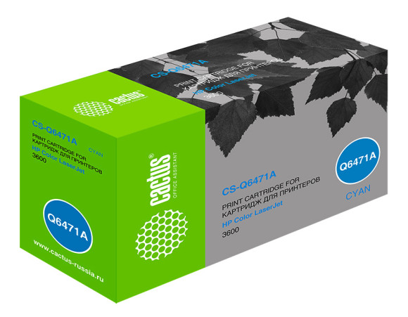 Картридж лазерный Cactus CS-Q6471A Q6471A голубой (4000стр.) для HP CLJ CP3505/3600/3800
