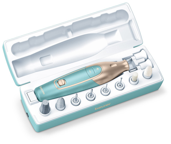 Маникюрно-педикюрный набор Beurer MP84 насадок в компл.:10шт золотистый/бирюзовый Маникюрно-педикюрный набор Beurer MP84 насадок в компл.:10шт золотистый/бирюзовый