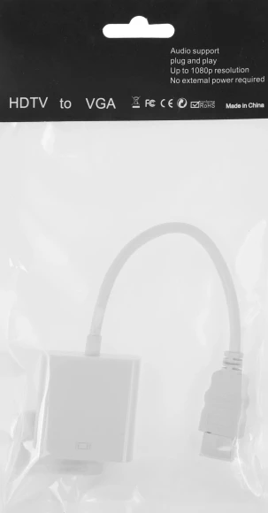 Переходник аудио-видео Premier 5-982 VGA (f)/HDMI (f)/Jack 3.5 (m) белый