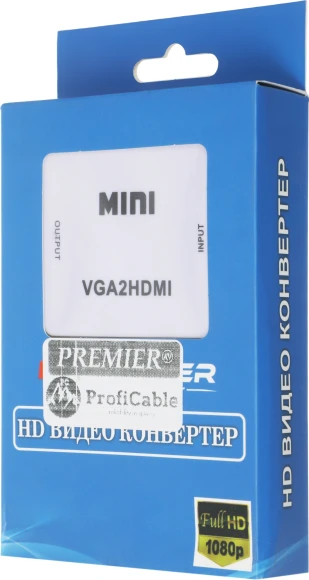 Переходник аудио-видео Premier 5-982 VGA (f)/HDMI (f)/Jack 3.5 (m) белый